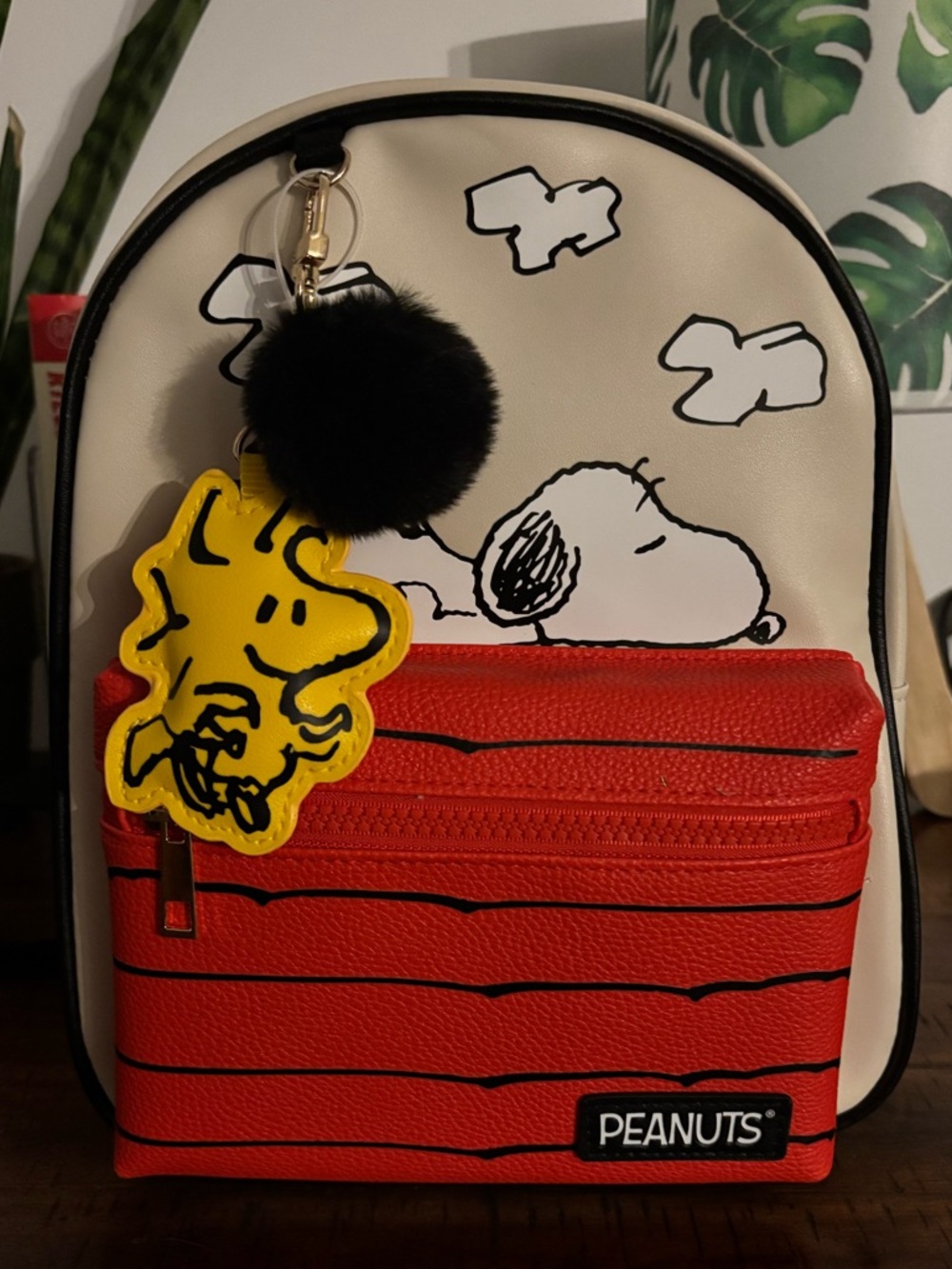 Bioworld Red & Cream Snoopy Backpack with Woodstock Bag Charm